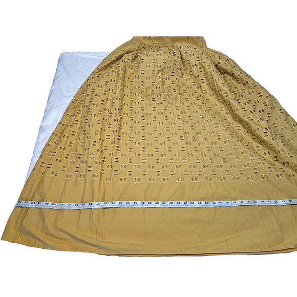 NWT A.L.C Blair eyelet Halter Mustard Yellow Maxi Coquette statement dress Sz-14 - Picture 10 of 15